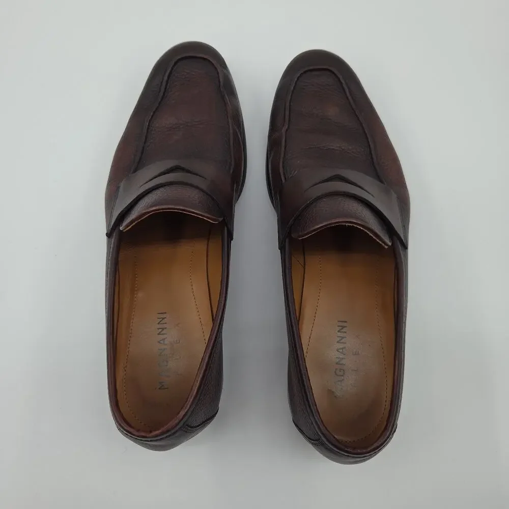 Magnanni Diezma II Brown Leather Penny Loafer Men EU 41.5 US 8.5 Spain Old Money